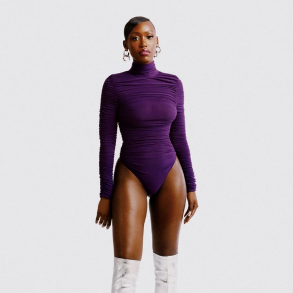 Hanifa Lyra Ruched Bodysuit - Purple - Size XS